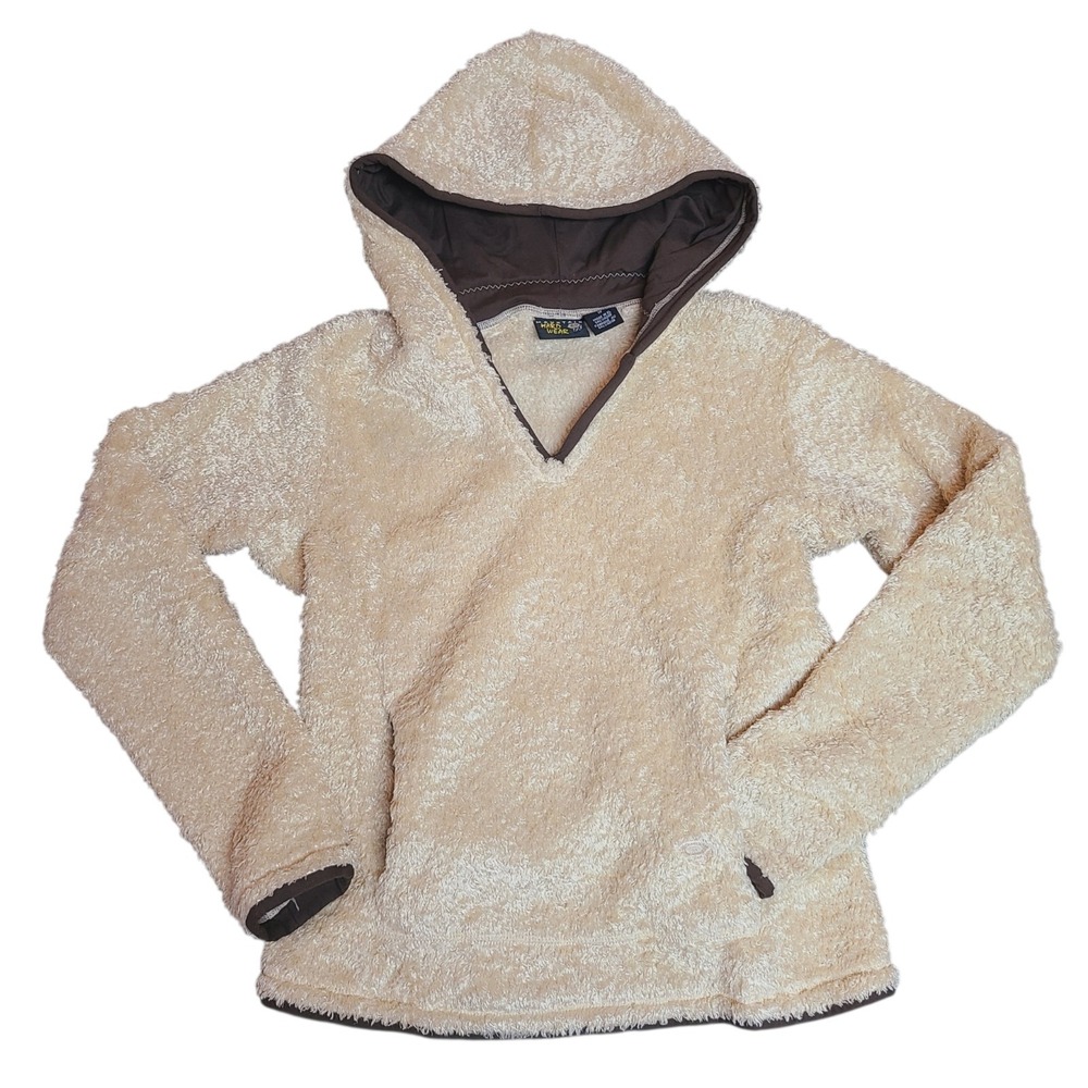 Mountain Hardwear Monkey Woman Hoodie XS Beige Khaki High Loft Fleece Pullover